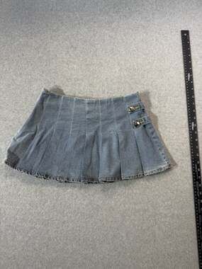 Finesse Pleated Denim Mini Skirt XS